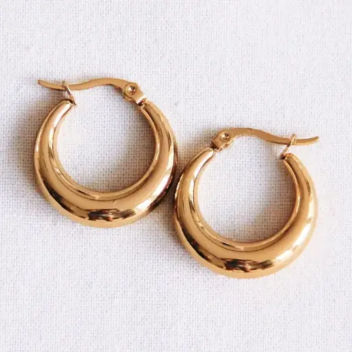 Créoles en acier inoxydable 32 mm « de large » Doré - Bazou