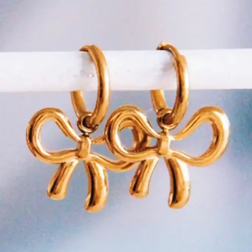 Boucles d'oreilles créoles en acier inoxydable avec nœud doré - Bazou