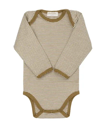 [NB] Body Rayures Ocre 6-12 mois - Liste de naissance Tess Mardulyn et Basile De Wulf