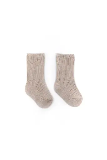 [BAMB] Chaussettes côtelées en bambou taupe - Liste de naissance Tess Mardulyn et Basile De Wulf